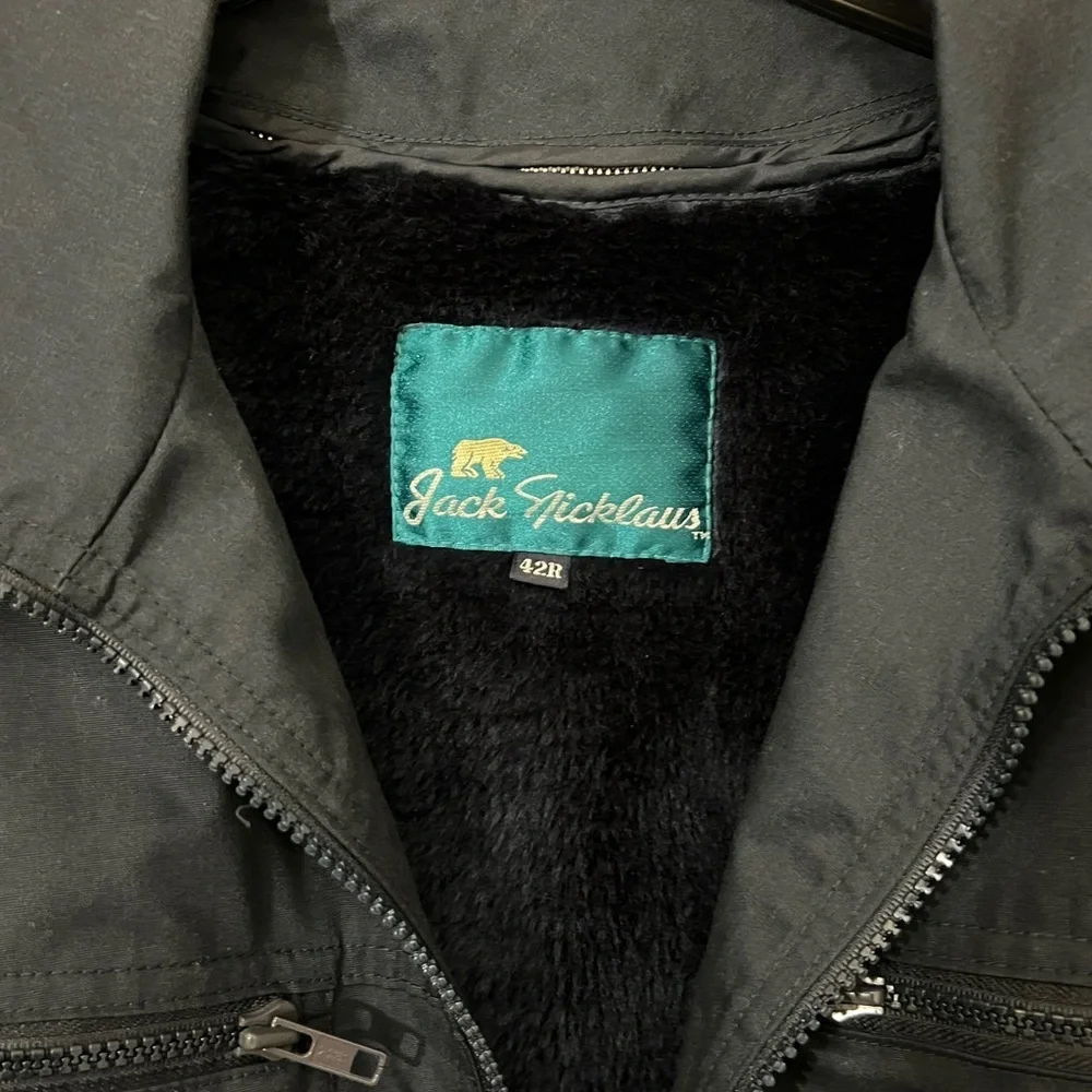 Jack Nicklaus Jacket | 42 R | Blue Removable Fur Lined Zip Bomber - Picture 3 of 4
